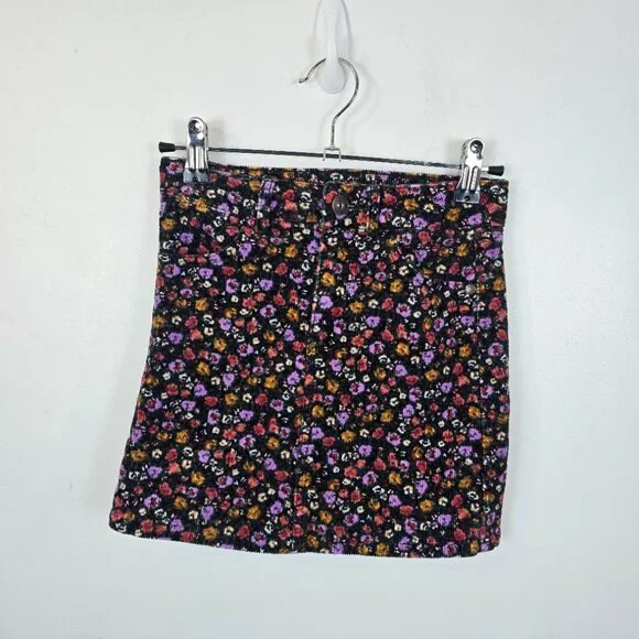 Art Class Girls Floral Corduroy Skirt Size M 7/8 Lined Stretch - Picture 10 of 10